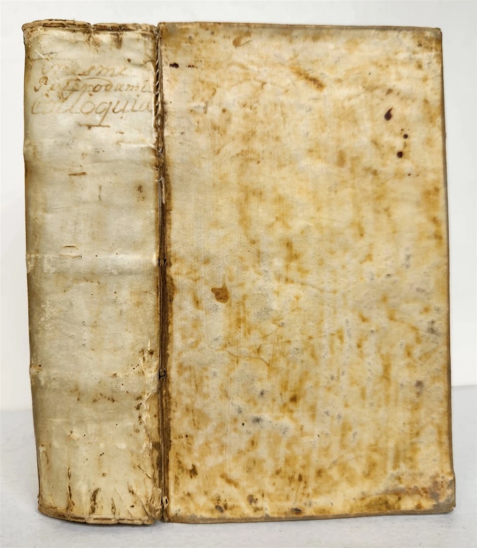 1664 COLLOQUIA by ERASMUS antique VELLUM BOUND - 2