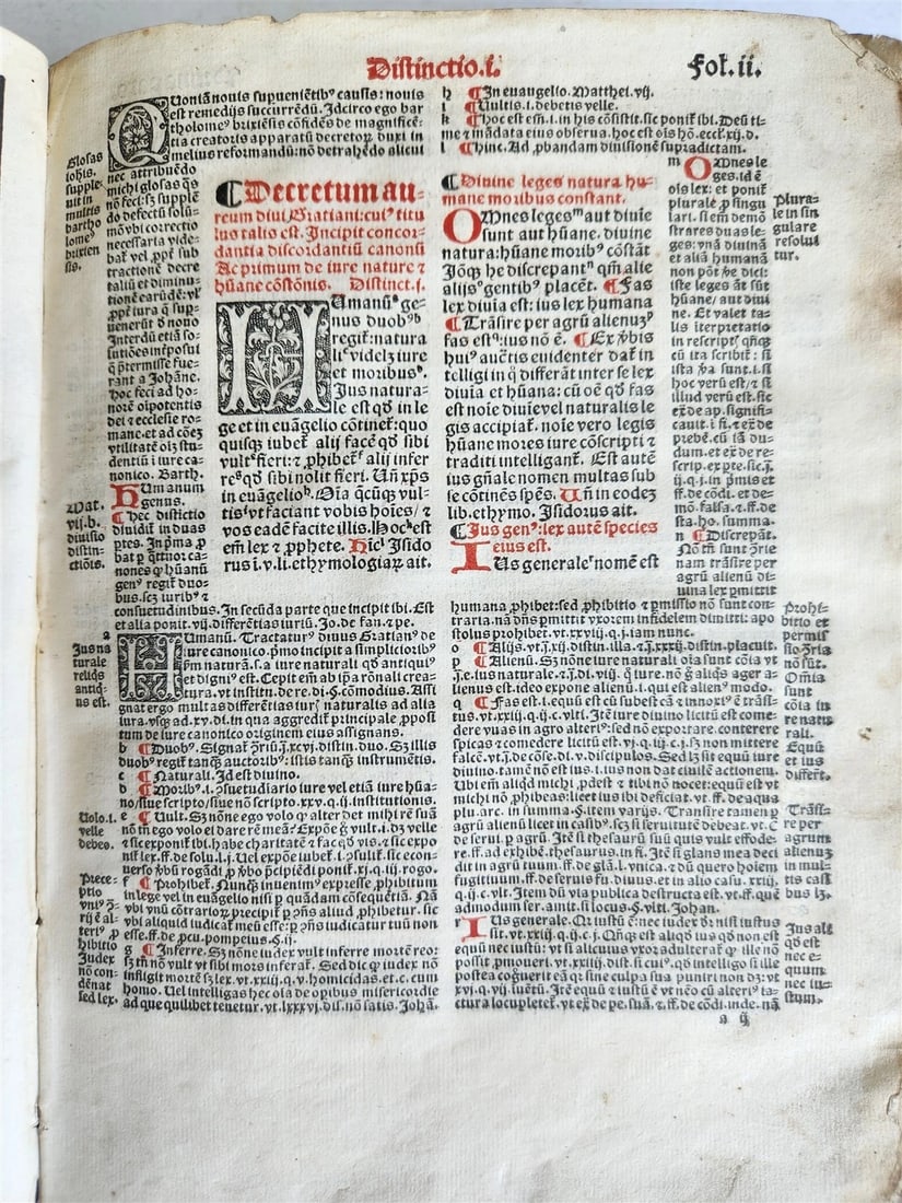 1516 POST-INCUNABULA CANON LAW Decretum Gratiani by GRATIANUS antique VELLUM - 4