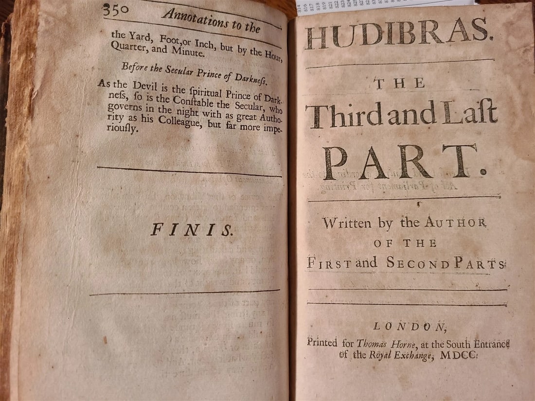 1700 HUDIBRAS by SAMUEL BUTLER antique in ENGLISH POLITICAL SATIRE - 3