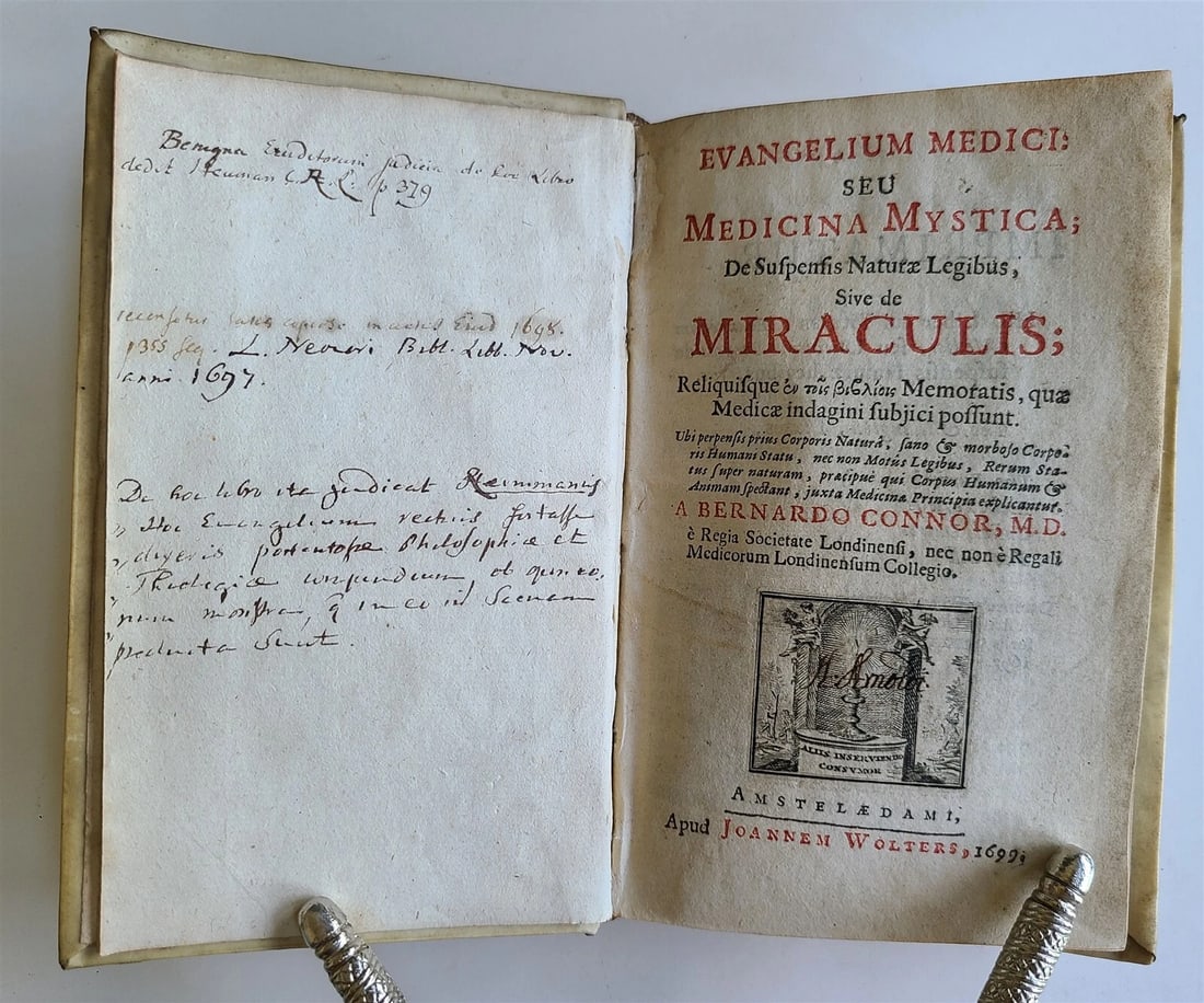 1699 EVANGELIUM MEDICI SEU MEDICINA MYSTICA by Bernard CONNOR antique VELLUM - 4
