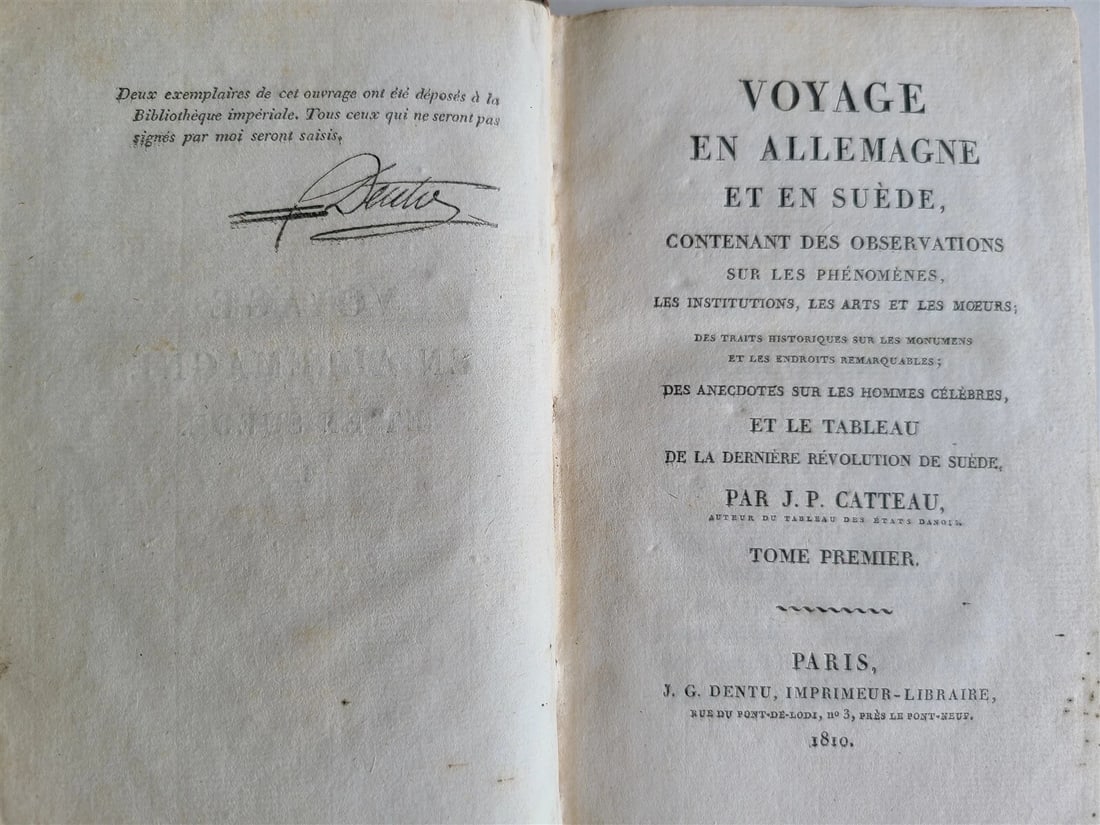 1810 TRAVEL TO GERMANY & SWEDEN 3 VOLS by CATTEAU-CALLEVILLE ANTIQUE in FRENCH - 6