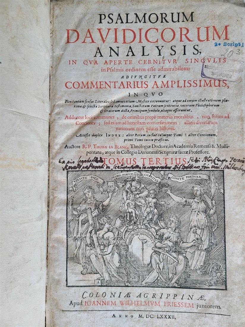 1682 Psalmorum Davidicorum 2 FOLIO VELLUM BOUND VOLUMES antique LATIN BIBLE - 4