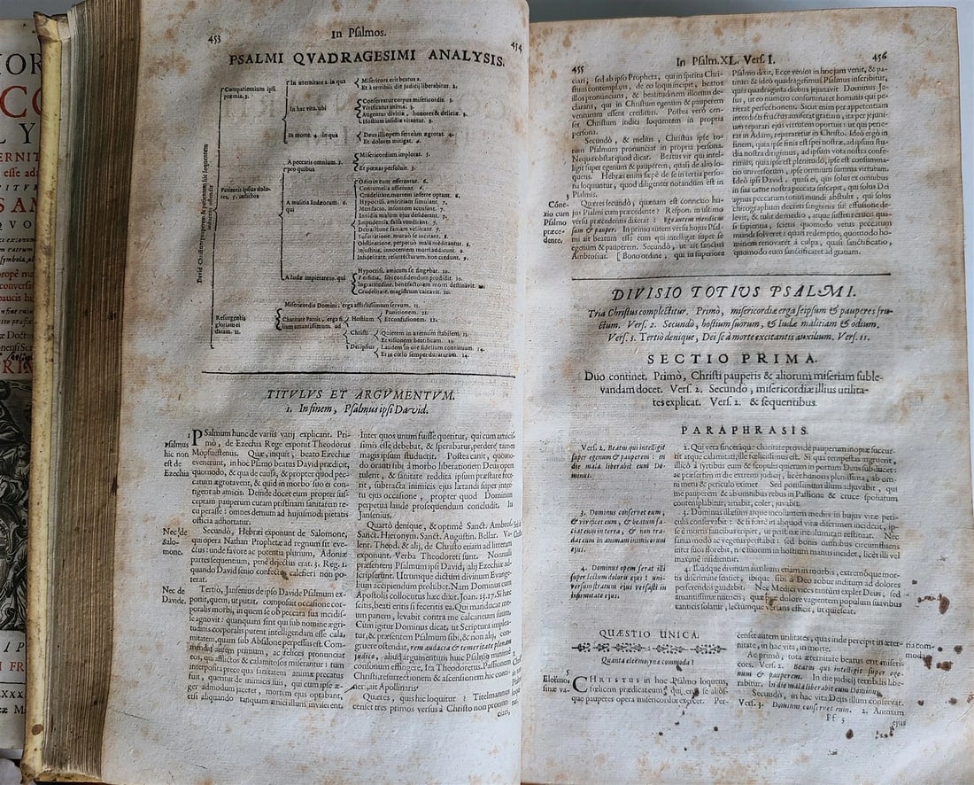 1682 Psalmorum Davidicorum 2 FOLIO VELLUM BOUND VOLUMES antique LATIN BIBLE - 5