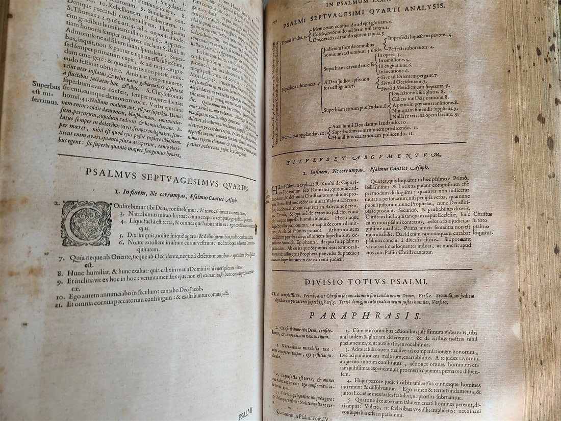 1682 Psalmorum Davidicorum 2 FOLIO VELLUM BOUND VOLUMES antique LATIN BIBLE - 6