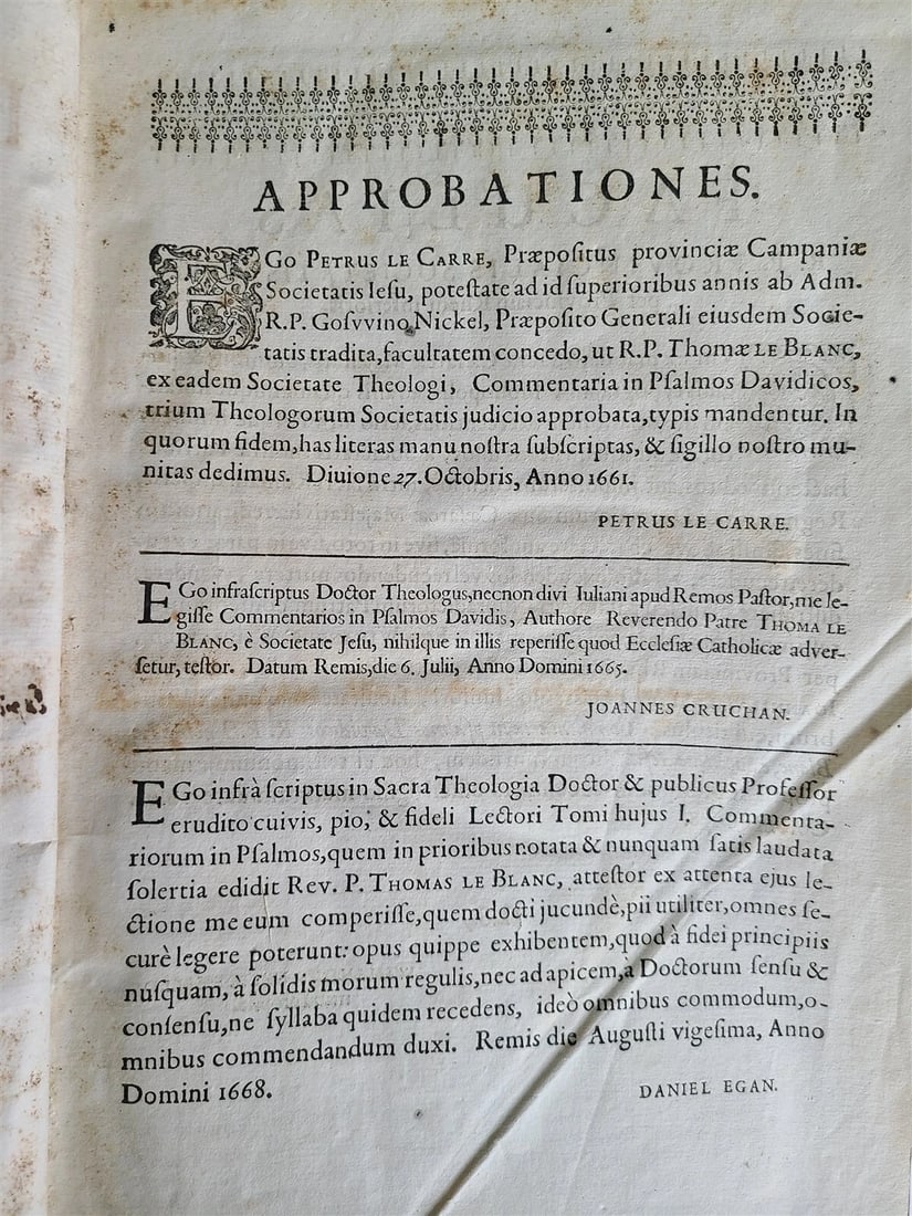 1682 Psalmorum Davidicorum 2 FOLIO VELLUM BOUND VOLUMES antique LATIN BIBLE - 8