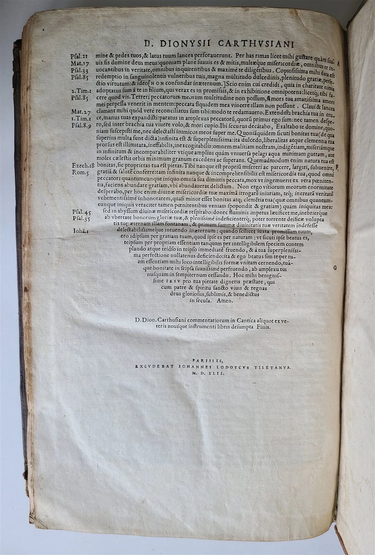 1542 BIBLE COMMENTARY by Dionysius Cartusianus antique FOLIO Commentariorum opus - 7
