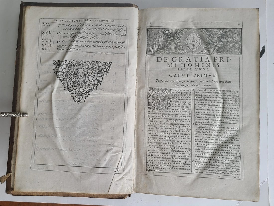 1593 Disputationum Roberti Bellarmini Politiani antique PIGSKIN FOLIO 16th CENT. - 6