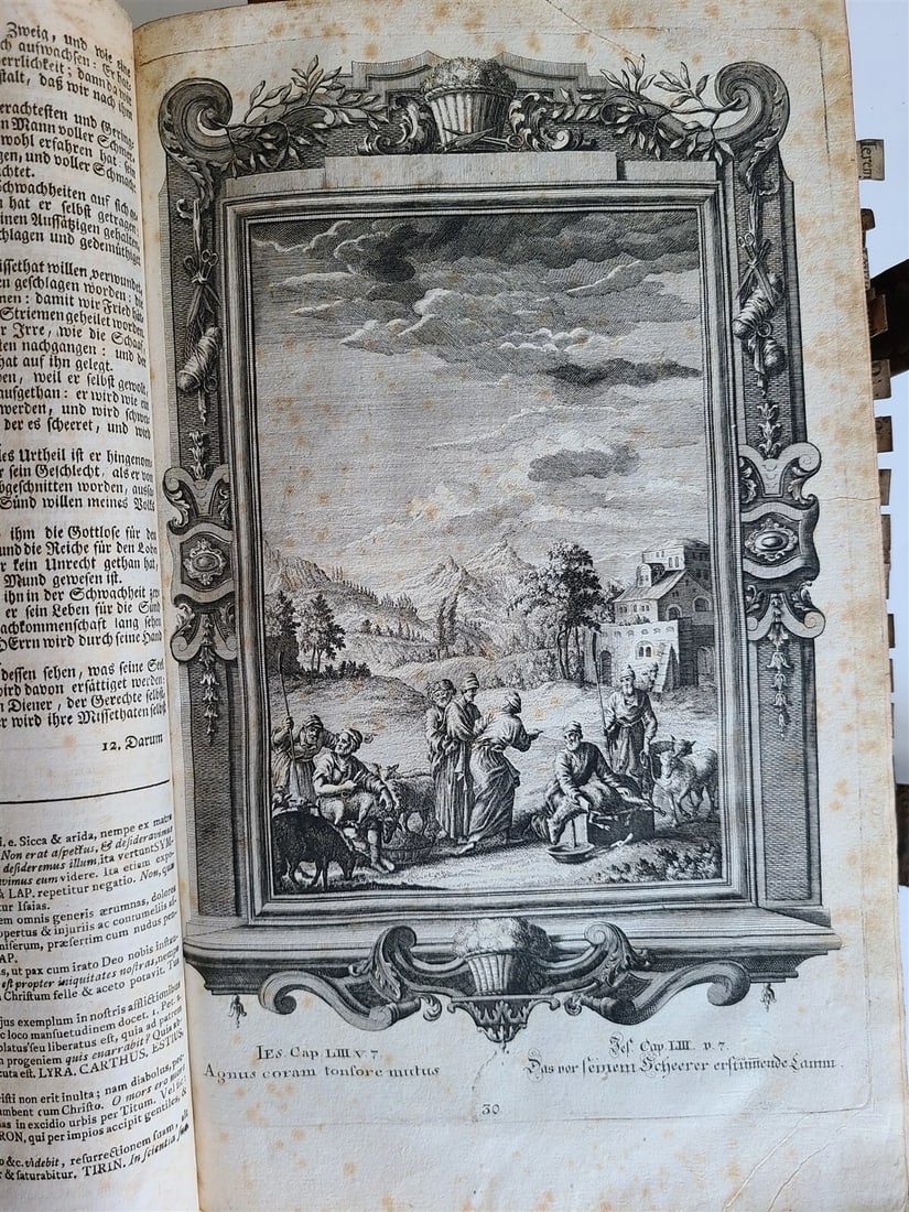 1770 BIBLE in LATIN - GERMAN ILLUSTRATED MASSIVE FOLIOS 2 volumes antique - 10