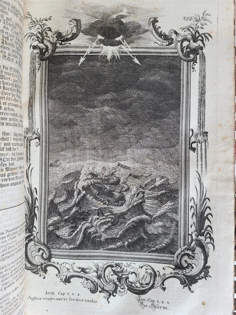 1770 BIBLE in LATIN - GERMAN ILLUSTRATED MASSIVE FOLIOS 2 volumes antique - 11