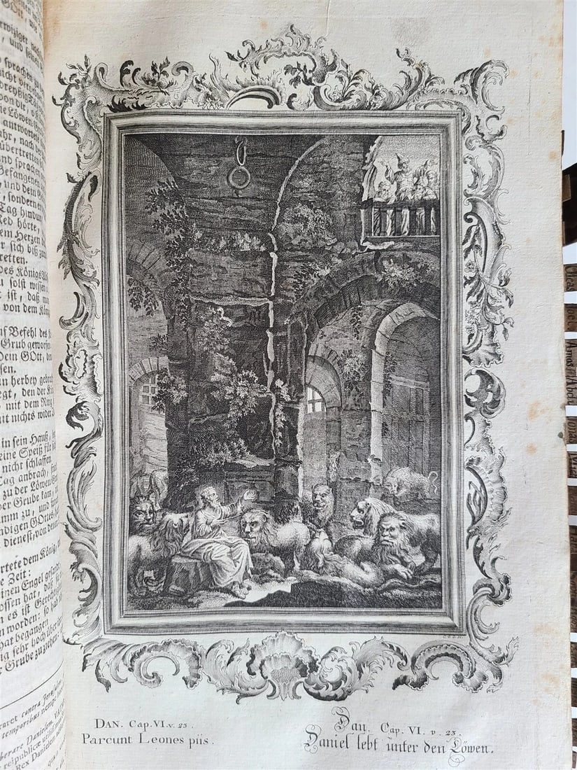1770 BIBLE in LATIN - GERMAN ILLUSTRATED MASSIVE FOLIOS 2 volumes antique - 12