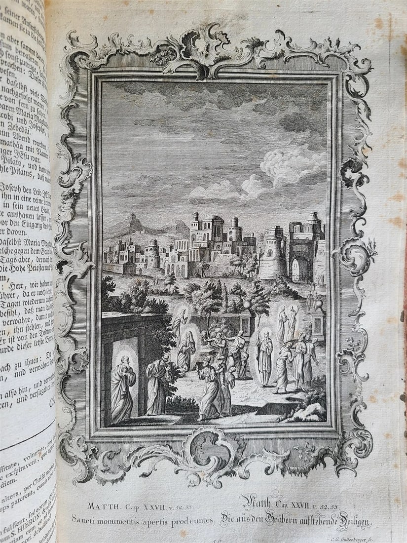 1770 BIBLE in LATIN - GERMAN ILLUSTRATED MASSIVE FOLIOS 2 volumes antique - 13