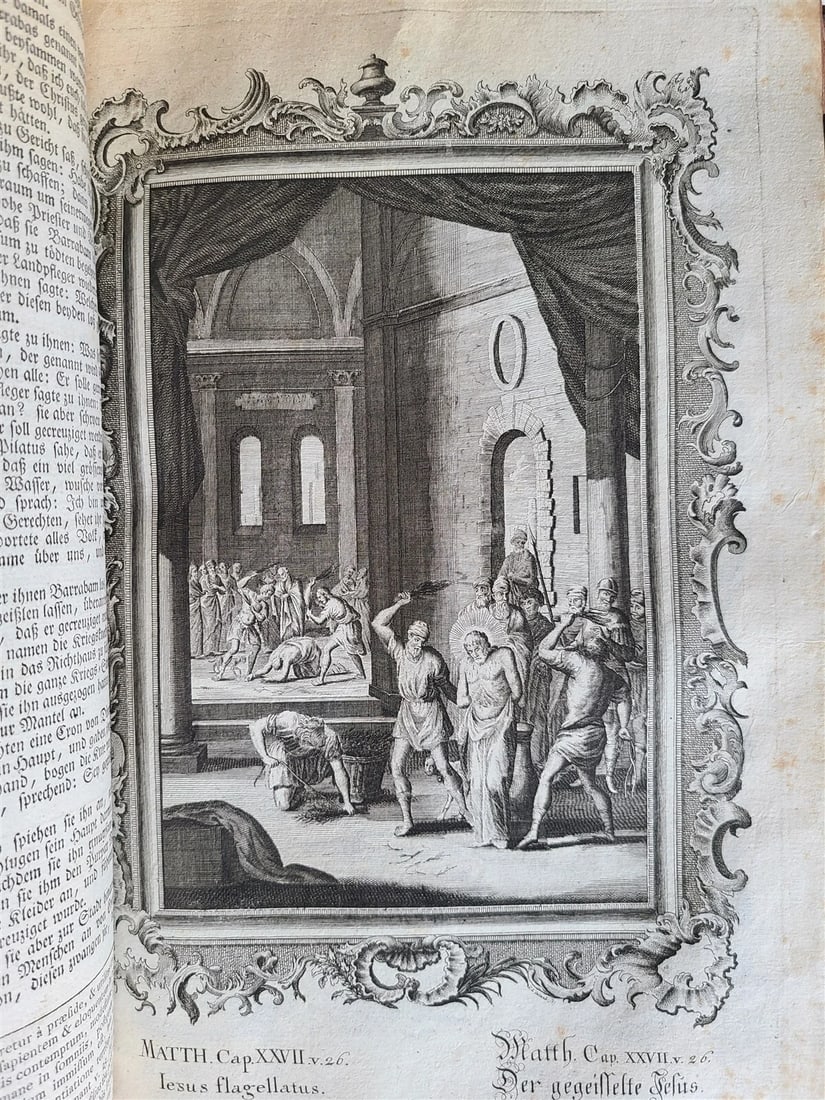 1770 BIBLE in LATIN - GERMAN ILLUSTRATED MASSIVE FOLIOS 2 volumes antique - 14