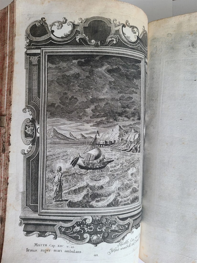 1770 BIBLE in LATIN - GERMAN ILLUSTRATED MASSIVE FOLIOS 2 volumes antique - 16