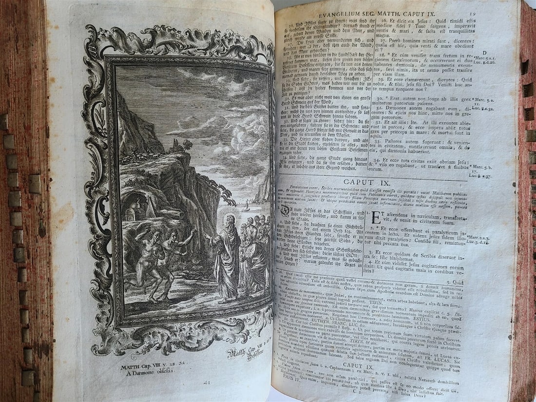 1770 BIBLE in LATIN - GERMAN ILLUSTRATED MASSIVE FOLIOS 2 volumes antique - 19