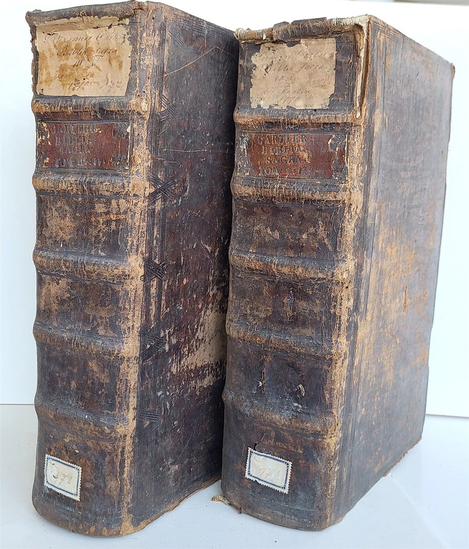 1770 BIBLE in LATIN - GERMAN ILLUSTRATED MASSIVE FOLIOS 2 volumes antique (1 of 20)