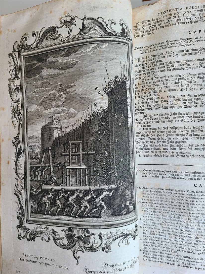 1770 BIBLE in LATIN - GERMAN ILLUSTRATED MASSIVE FOLIOS 2 volumes antique - 9