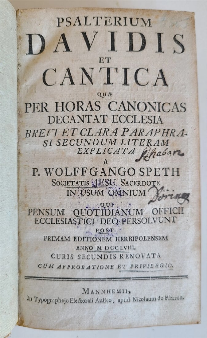 1758 PSALTERIUM DAVIDIS antique in LATIN FINE GILT MOROCCO BINDING - 3