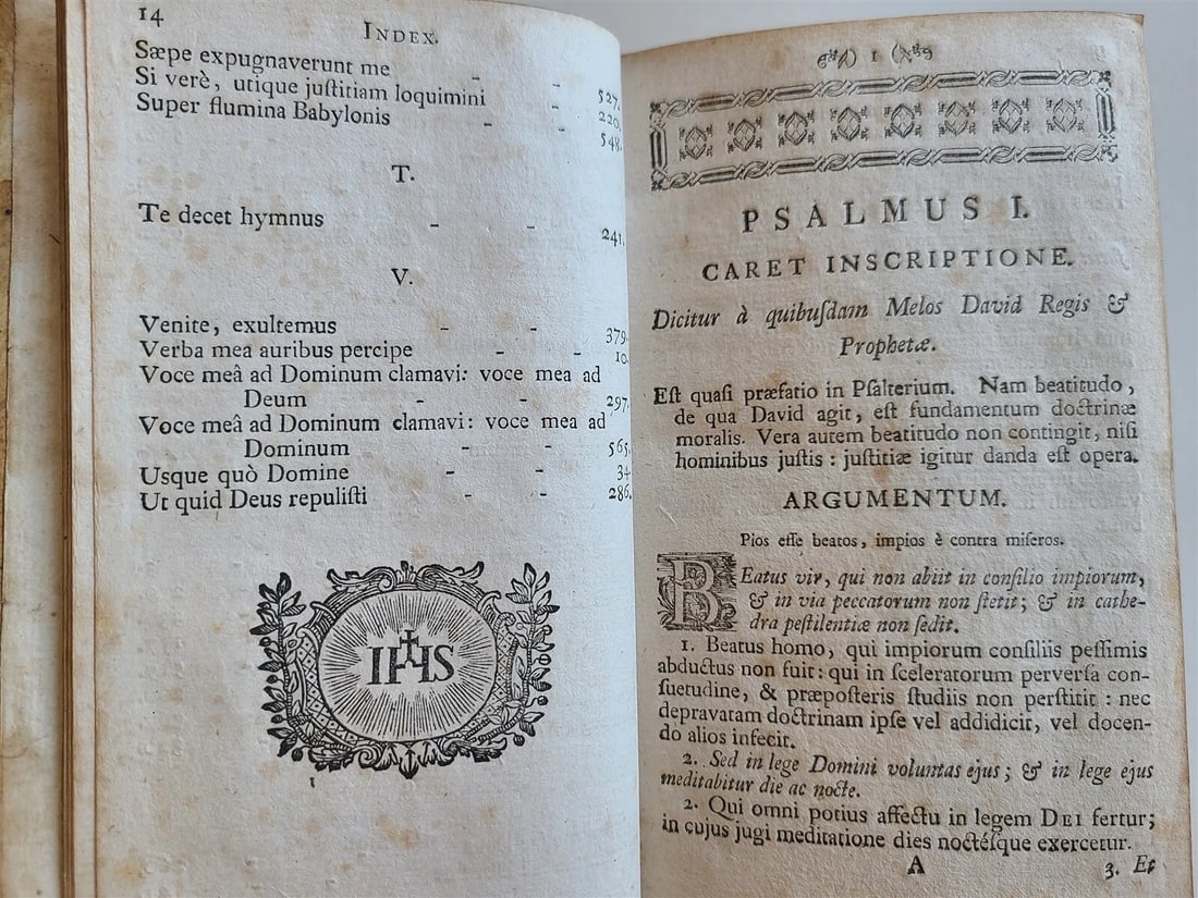 1758 PSALTERIUM DAVIDIS antique in LATIN FINE GILT MOROCCO BINDING - 5