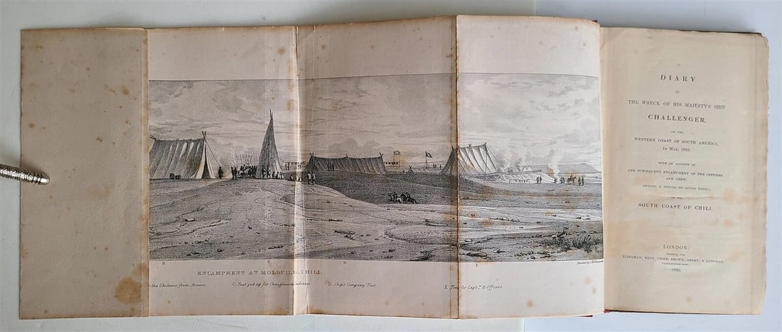 1836 WRECK OF SHIP CHALLENGER ON COAST of SOUTH AMERICA in 1835 antique (1 of 6)
