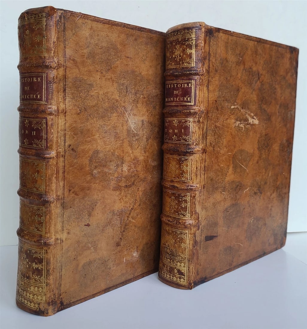 1734-39 HISTORY & CRITIQUE of MANICHAEISM 2 VOLUMES antique in FRENCH (1 of 7)
