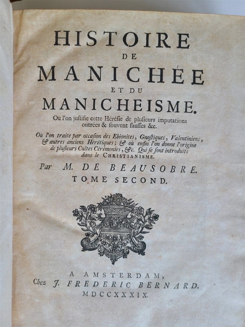 1734-39 HISTORY & CRITIQUE of MANICHAEISM 2 VOLUMES antique in FRENCH - 3