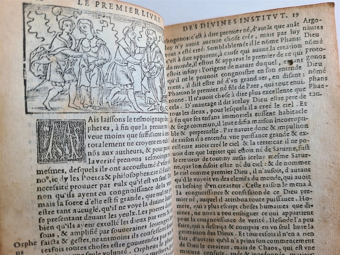 1551 TREATISE AGAINST PAGAN BELIEFS LACTANTIUS antique ILLUSTRATED 179 WOODCUTS - 4