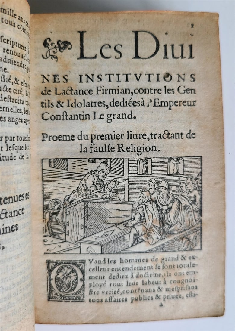 1551 TREATISE AGAINST PAGAN BELIEFS LACTANTIUS antique ILLUSTRATED 179 WOODCUTS - 5
