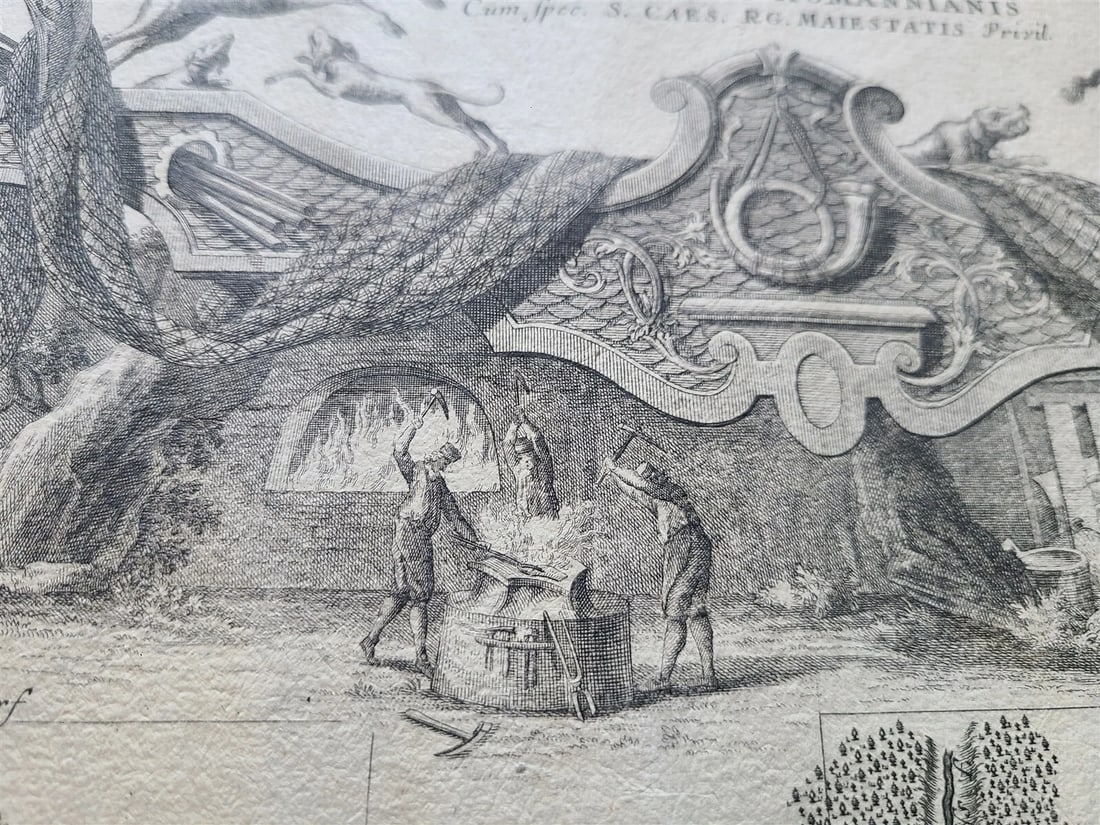 1736 LARGE MAP OF SILESIA POLAND SAGANENSIS antique 25 x 4 3/4" Duchy of Krnov - 3