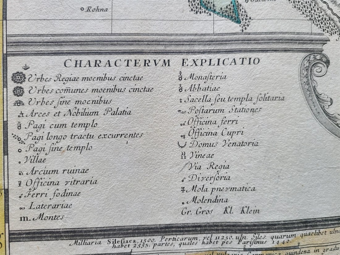 1736 LARGE MAP OF SILESIA POLAND SAGANENSIS antique 25 x 4 3/4" Duchy of Krnov - 4