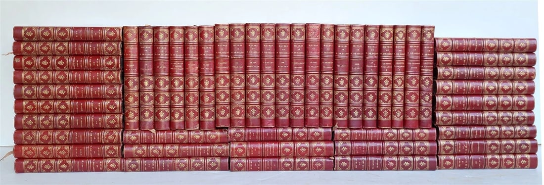 1892 50 VOLUMES of Honere De Balzac works antique FINE DECORATIVE BINDINGS (1 of 8)