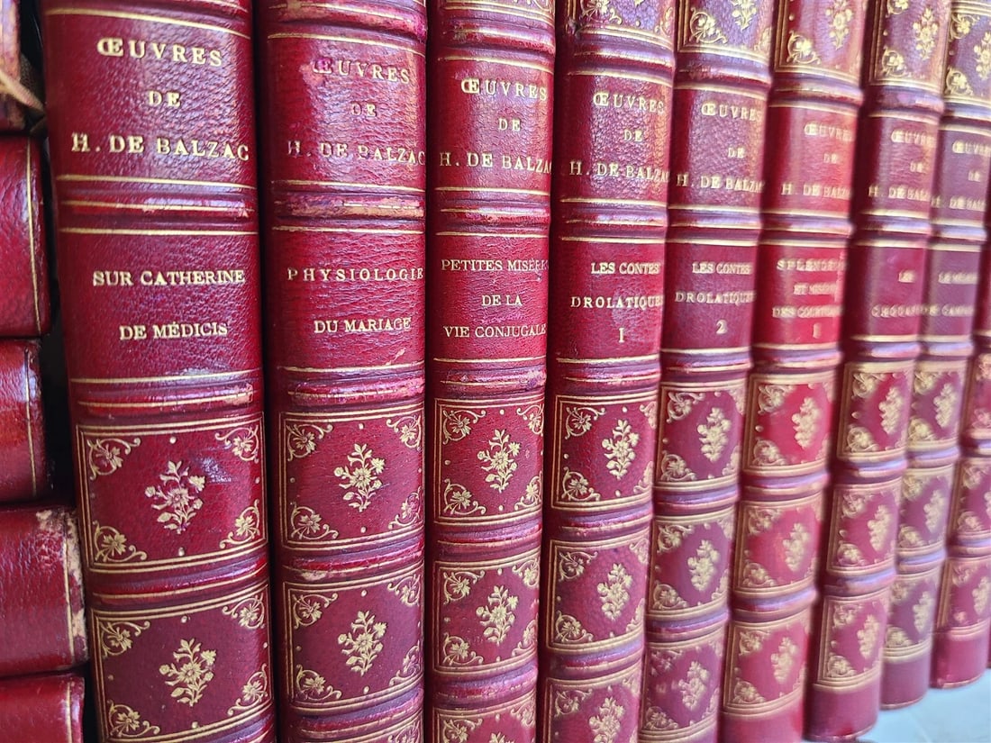 1892 50 VOLUMES of Honere De Balzac works antique FINE DECORATIVE BINDINGS - 2
