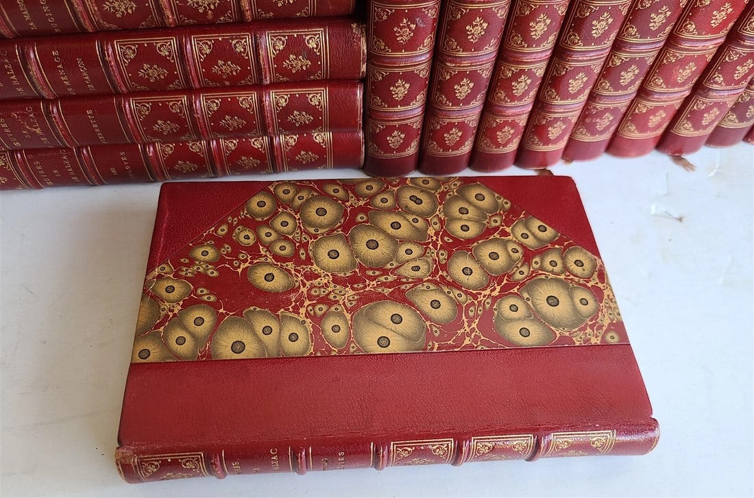 1892 50 VOLUMES of Honere De Balzac works antique FINE DECORATIVE BINDINGS - 6