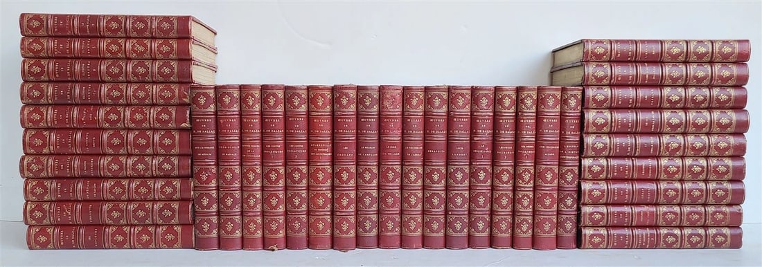 1892 50 VOLUMES of Honere De Balzac works antique FINE DECORATIVE BINDINGS - 8