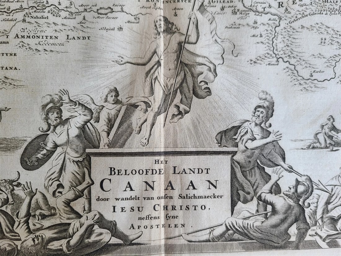 1700s MAP of CANAAN LAND ISRAEL PALESTINE antique - 3