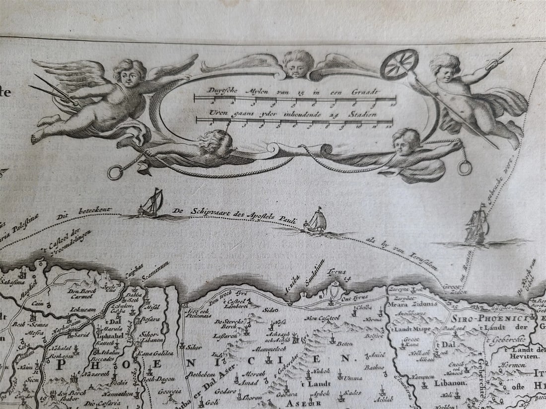 1700s MAP of CANAAN LAND ISRAEL PALESTINE antique - 6