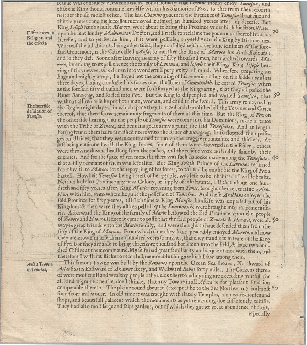 1630 MAP OF AFRICA FESSAE REGNUM engraving ANTIQUE Algeria Morocco Gibraltar - 2