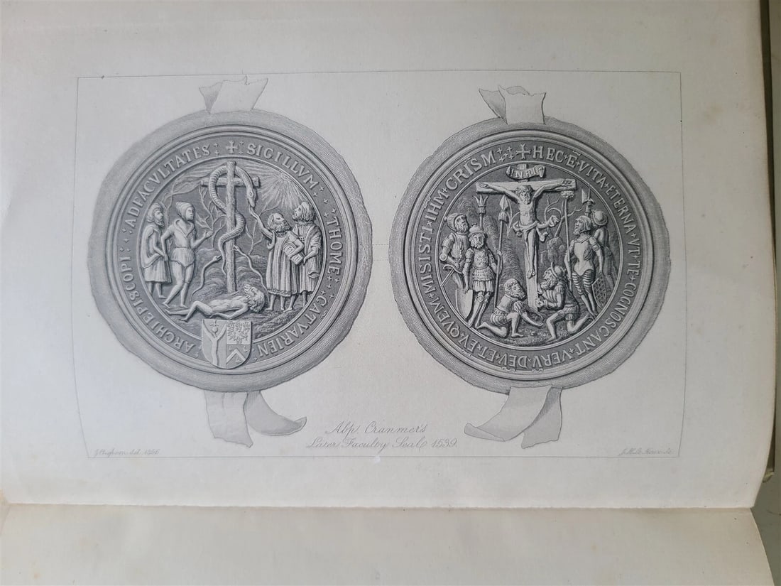 1877 GENEALOGICAL MEMOIRS of THOMAS CRANMER & THOMAS WOOD antique VELLUM BOUND - 4