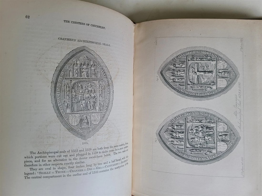 1877 GENEALOGICAL MEMOIRS of THOMAS CRANMER & THOMAS WOOD antique VELLUM BOUND - 6
