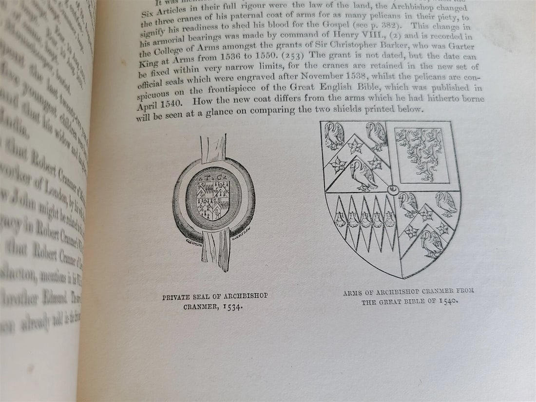 1877 GENEALOGICAL MEMOIRS of THOMAS CRANMER & THOMAS WOOD antique VELLUM BOUND - 8