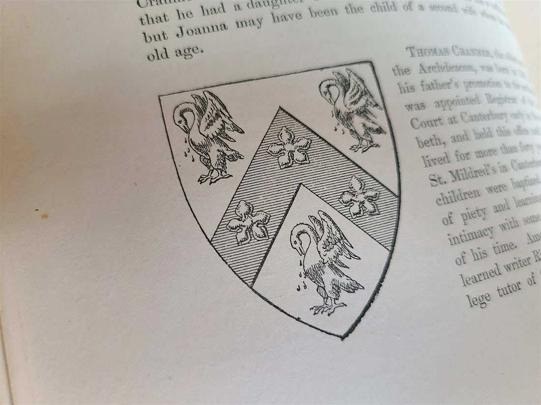 1877 GENEALOGICAL MEMOIRS of THOMAS CRANMER & THOMAS WOOD antique VELLUM BOUND - 9