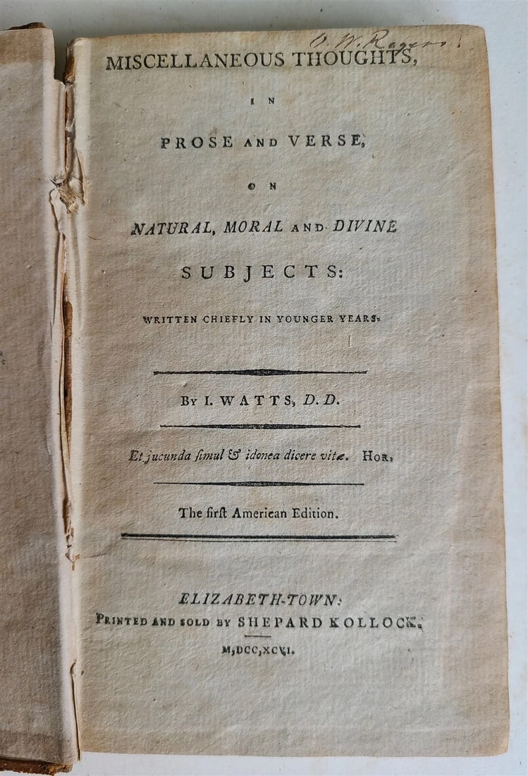 1796 MISCELLANEOUS THOUGHTS in PROSE & VERSE antique AMERICANA (1 of 4)