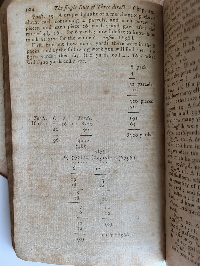 1787 ARITHMETIC COCKER'S in ENGLISH antique 18th CENTURY - 5
