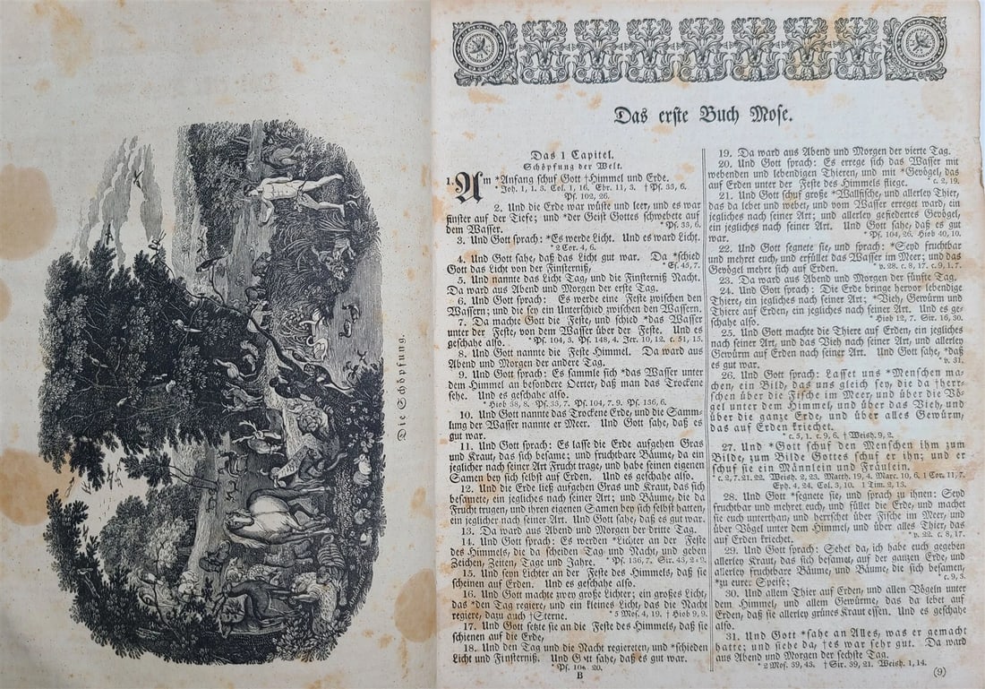 1829 BIBLE in GERMAN antique AMERICANA Philadelphia ILLUSTRATED w/ MAPS - 5