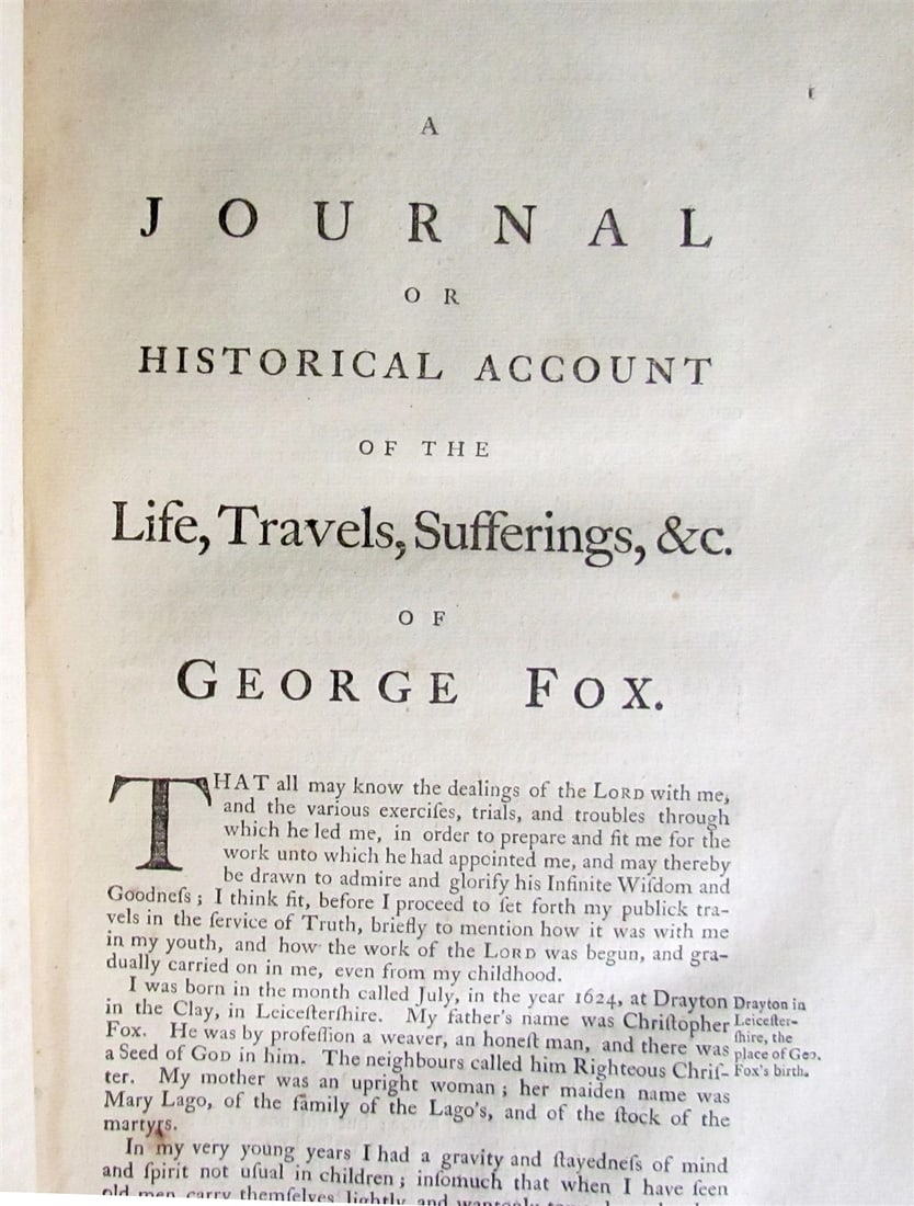 1765 Journal of Life Travels Sufferings of GEORGE FOX antique QUAKERS AMERICANA - 6