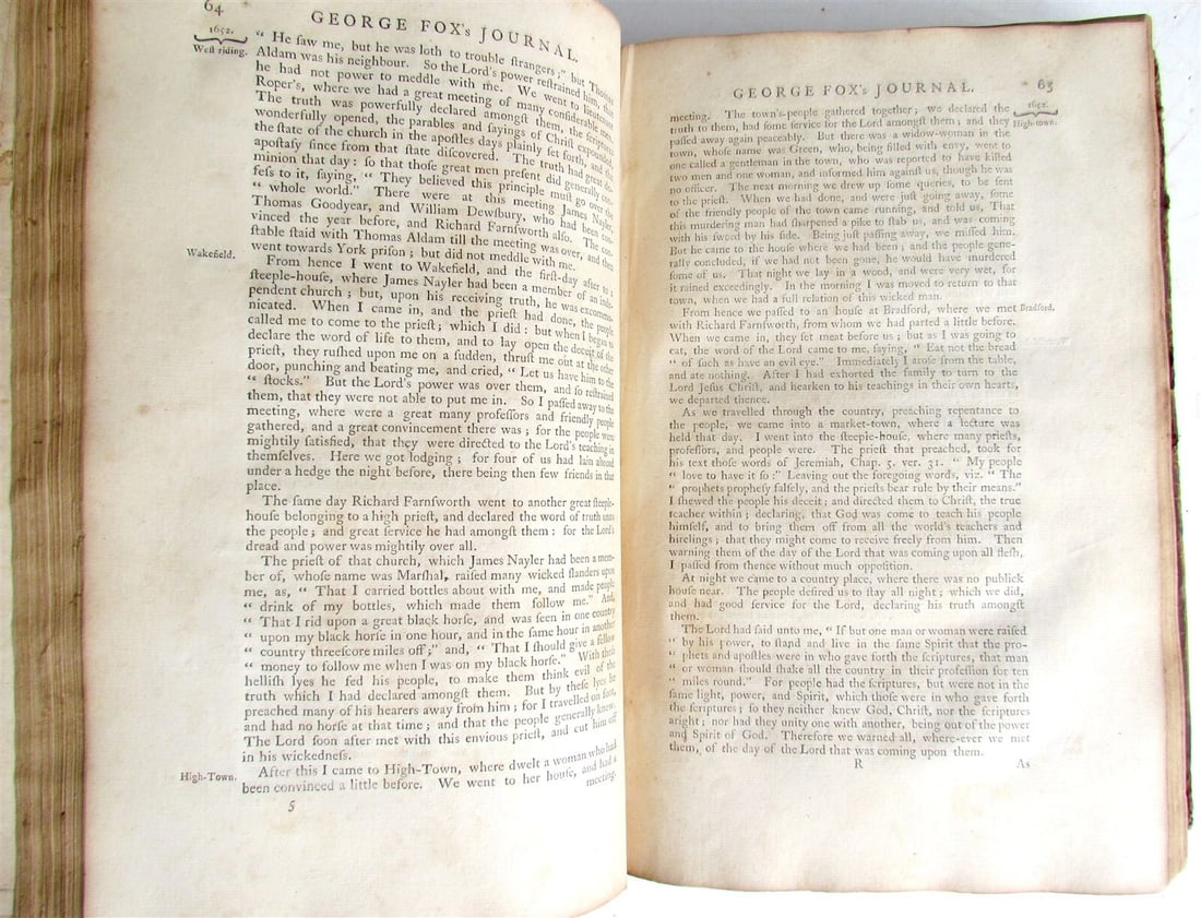 1765 Journal of Life Travels Sufferings of GEORGE FOX antique QUAKERS AMERICANA - 7