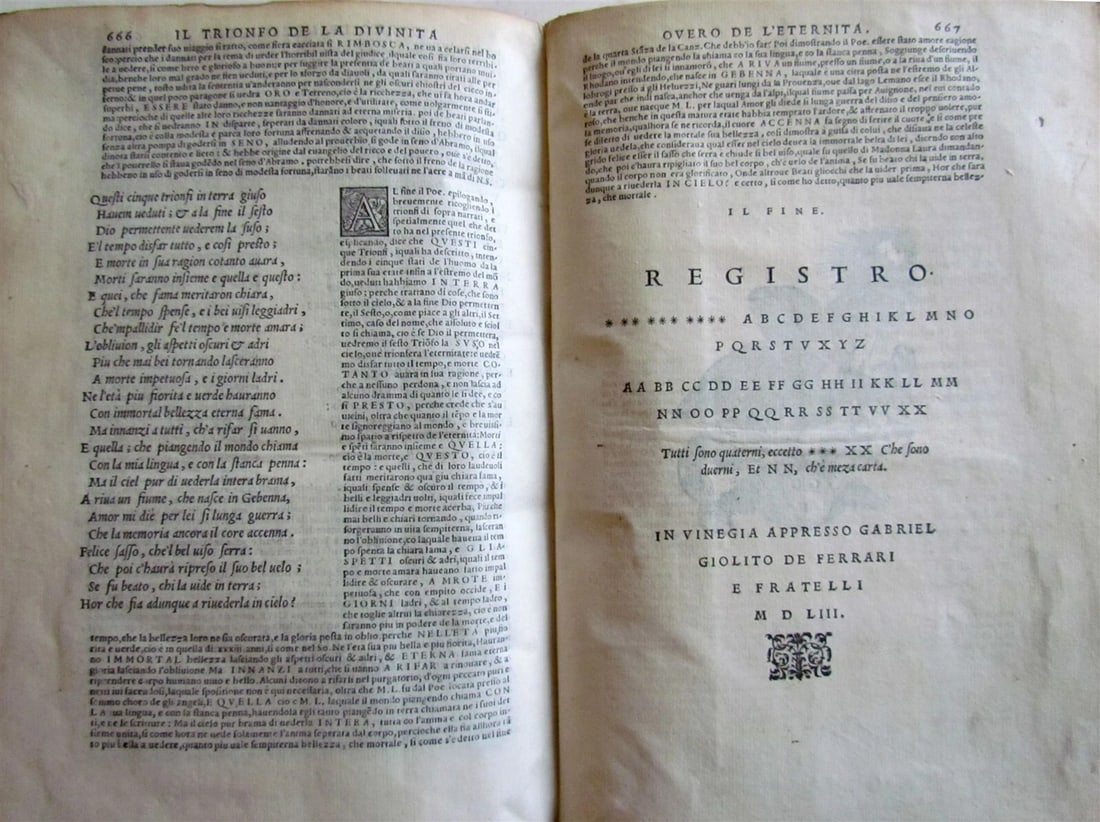 1553 PETRARCH VELLUM BINDING antique Con l'espositione di M. Giovanni Gesualdo - 16