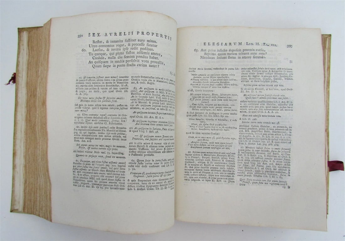 1780 Propertius POETRY Elegiarum UTRECHT ARMORIAL VELLUM BINDING antique - 7