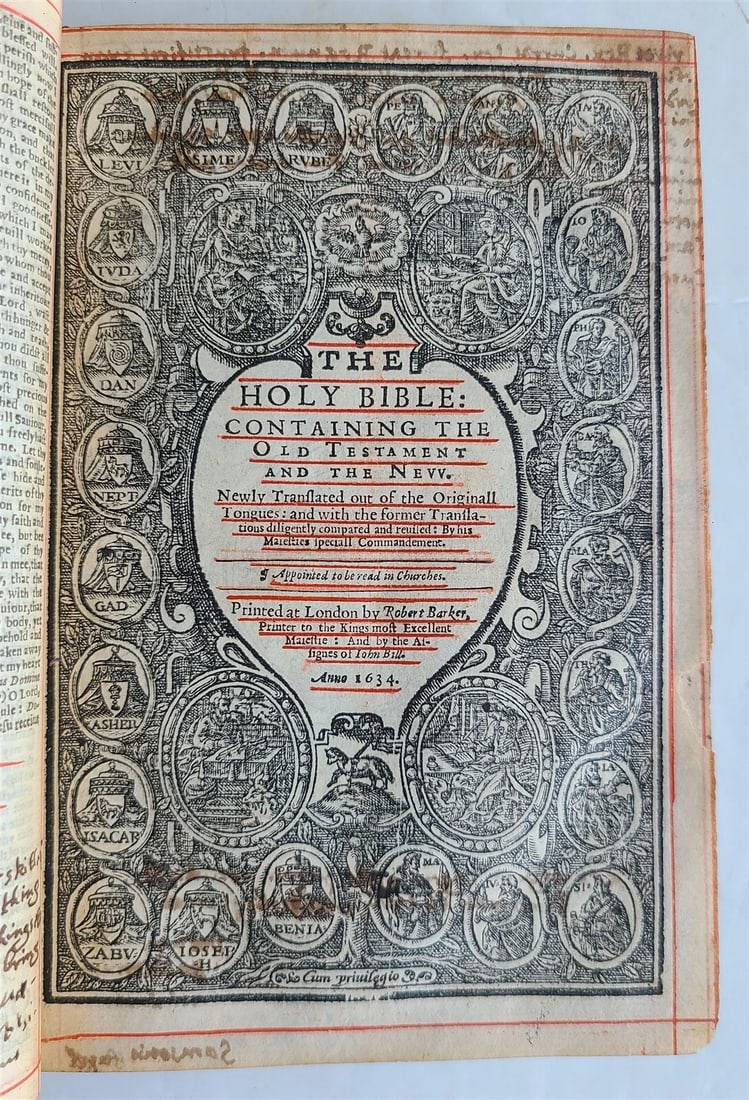 1634 BIBLE in ENGLISH antique by ROBERT BARKER rare - 3