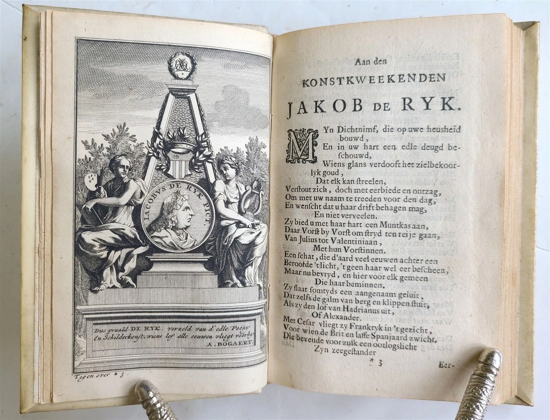 1695 NETHERLANDS NUMISMATICS antique VELLUM BINDING ILLUSTRATED - 4