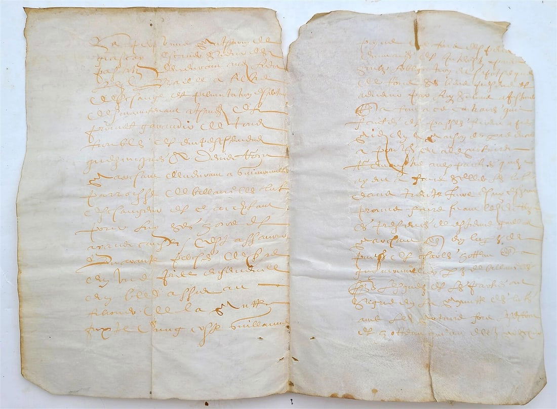 17th century MANUSCRIPT on VELLUM antique LAW DOCUMENT in FRENCH 2 leaves - 2